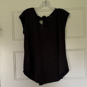 Bobeau Black Short Sleeve Top Keyhole Knot on back